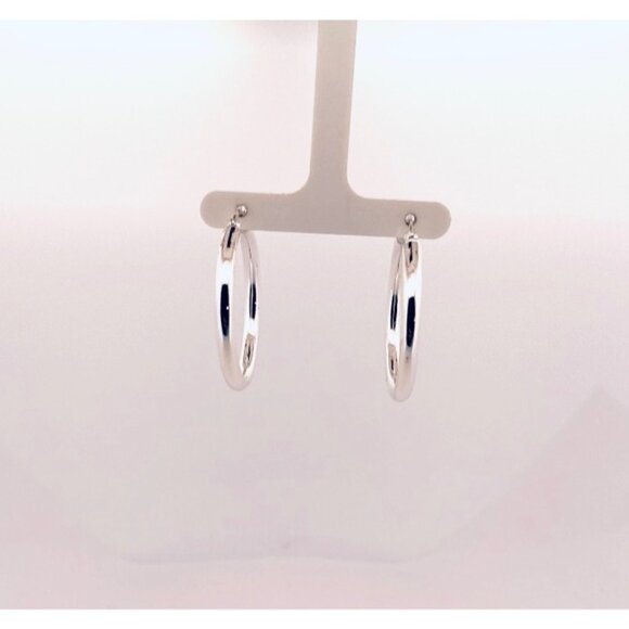 Vintage 925 Sterling Silver Hoop Earrings 31mm Thailand Estate Jewelry Classic - Picture 3 of 10